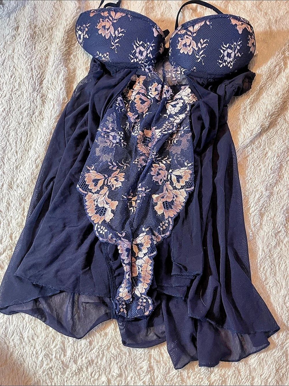 Evening Meadow Floral teddydoll in Blue Size Large NWT